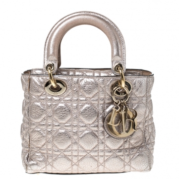 Pre Owned Dior Rose Gold Leather Small My Lady Dior Tote