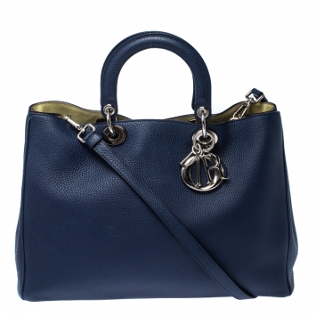Pre Owned Dior Blue Leather Large Diorissimo Shopper Tote