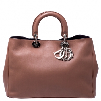 Pre Owned Dior Old Rose Leather Large Diorissimo Shopper Tote