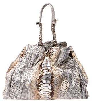 Pre Owned Dior Beige/Gold Python Leather Le Trente Hobo