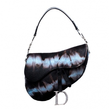 Pre Owned Dior Brown/Blue Pony Hair Saddle Bag