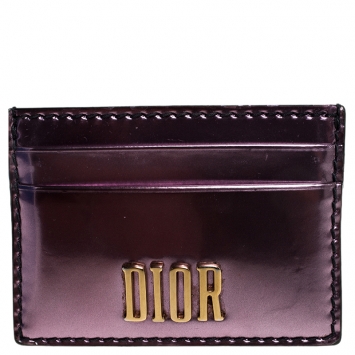 Pre Owned Dior Pink Leather Patent D-Fence Card Holder