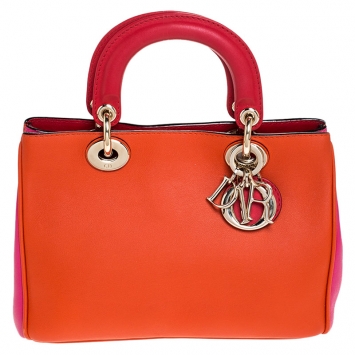Pre Owned Dior Tri Color Leather Mini Diorissimo Tote