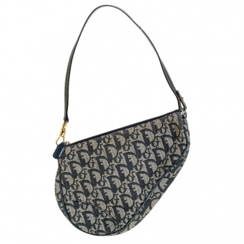 Pre Owned Dior Blue Diorissimo Canvas and Leather Saddle Bag