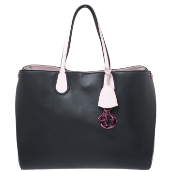 Pre Owned Dior Black Leather Large Dior Addict Shopper Tote