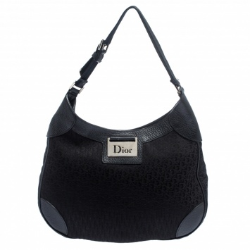 Pre Owned Dior Black Diorissimo Canvas and Leather Hobo