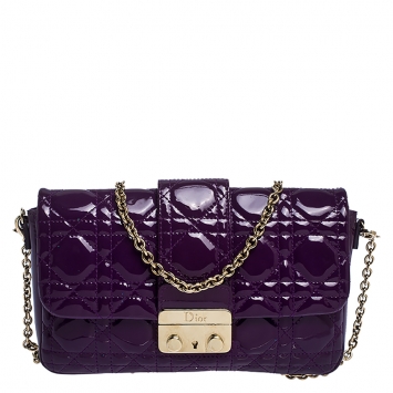 Pre Owned Dior Purple Cannage Quilted Patent Leather Miss Dior Promenade Pouch 