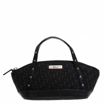 Pre Owned Dior Black Oblique Canvas Mini Satchel