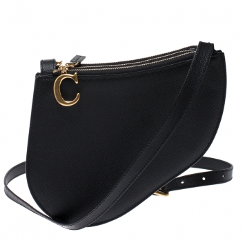 Pre Owned Dior Black Leather Saddle Triple Zip Crossbody Bag