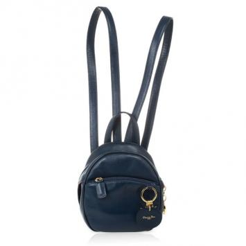 Pre Owned Christian Dior Vintage Navy Leather Mini Backpack