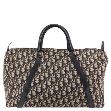 Pre Owned Dior Black Signature Canvas Trotter Boston Bag