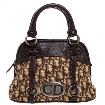Pre Owned Dior Beige/Brown Diorissimo Canvas and Leather Satchel
