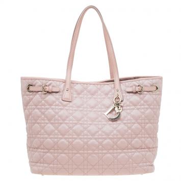 Pre Owned Dior Pink Coated Canvas Medium Panarea Shopper Tote