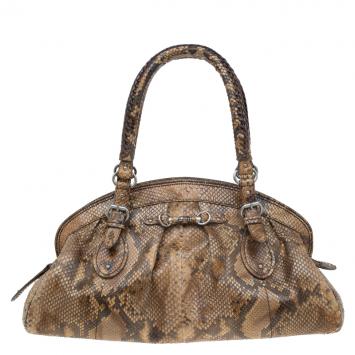 Pre Owned Dior Brown Python My Dior Frame Bag