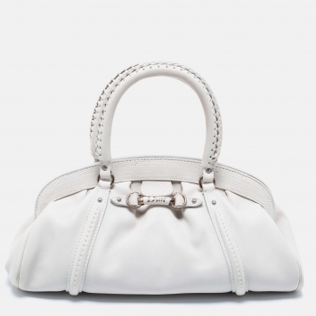 Pre Owned Dior White Leather My Dior Frame Satchel