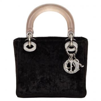 Pre Owned Dior Black Velour Lady Dior Bag