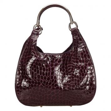 Pre Owned Christian Dior Purple Croc Embossed Patent Leather 61 Tote