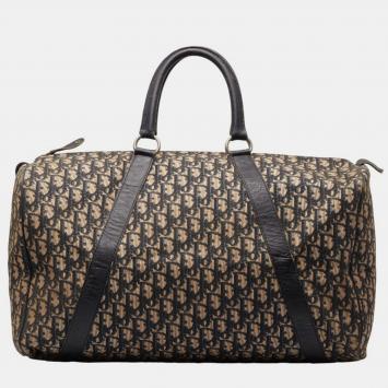 Pre Owned Dior Brown Canvas Oblique Large Boston Bag