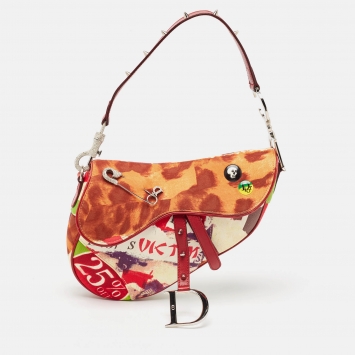 Pre Owned Dior Multicolor Printed Fabric and Leather Limited Edition 0756 Victim Saddle Bag