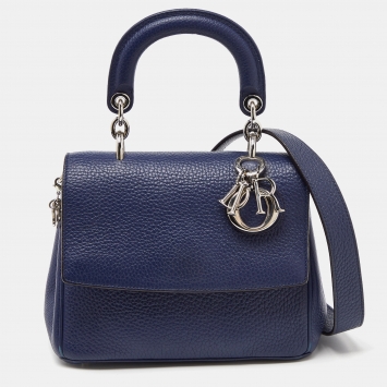 Pre Owned Dior Blue Leather Mini Be Dior Top Handle Bag