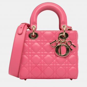 Pre Owned Dior Pink Small Lambskin Cannage My ABCDior Lady Dior