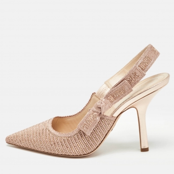 Pre Owned Dior Beige Canvas J'Adior Slingback Pumps Size 40
