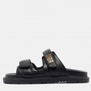Pre Owned Dior Black Leather DiorAct Sandals Size 38