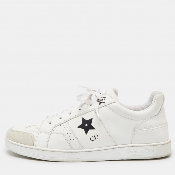 Pre Owned Dior White Leather and Suede D-star Sneakers Size 38.5