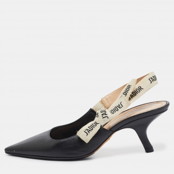 Pre Owned Dior Black Leather J'adior Slingback Pumps Size 37