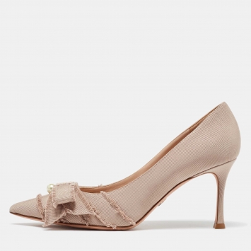 Pre Owned Dior Dusty Pink Fringed Grosgrain Adiorable Pumps Size 39