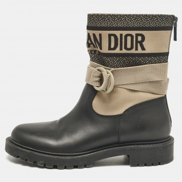 Pre Owned Dior Black Leather D-major Ankle Boots Size 37.5