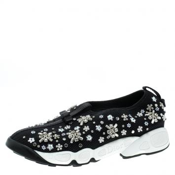 Pre Owned Dior Black Mesh Fusion Embellished Sneakers Size 36