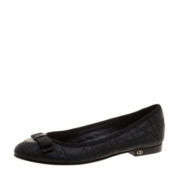 Pre Owned Christian Dior Black Quilted Cannage Leather My Dior Ballet Flats Size 36