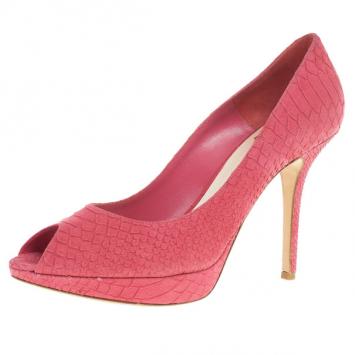 Pre Owned Dior Pink Python Embossed Miss Dior Pumps Size 41