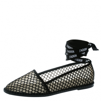 Pre Owned Dior Black Mesh And Suede Nicely D Espadrilles Size 41 