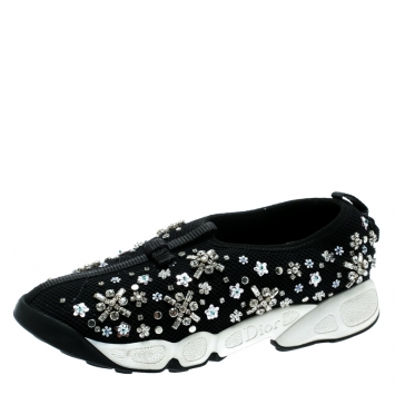 Pre Owned Dior Black Mesh Fusion Embellished Sneakers Size 35