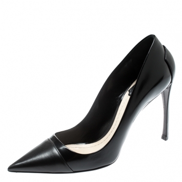 Pre Owned Dior Black Leather Pointed Toe Pumps Size 36