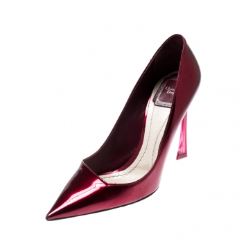 Pre Owned Dior Burgundy Patent Leather Pointed Toe Pumps Size 38