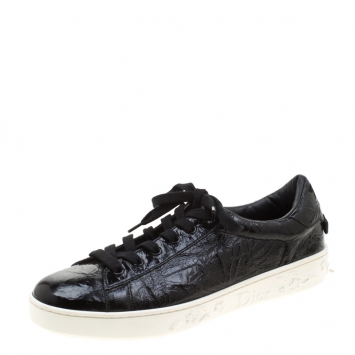 Pre Owned Dior Black Patent Crinkled Leather Move Low Top Sneakers Size 39