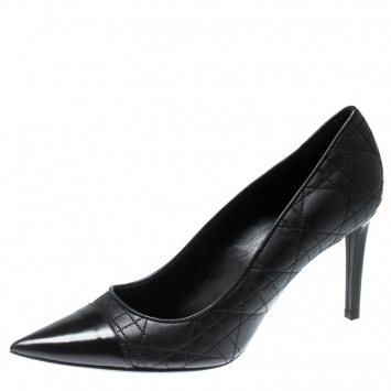 Pre Owned Dior Black Quilted Leather Pointed Toe Pumps Size 39