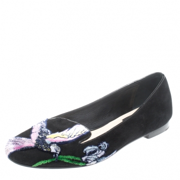 Pre Owned Dior Multicolor Floral Printed Velvet Loafers Size 38