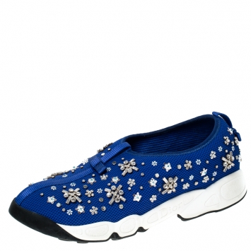 Pre Owned Dior Blue Mesh Fusion Embellished Sneakers Size 41