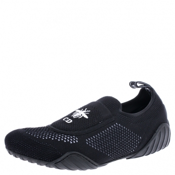 Pre Owned Dior Black Stretch Knit Fabric D-Fence Slip-On Sneakers Size 39.5