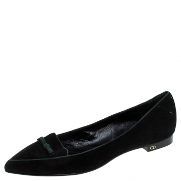 Pre Owned  Dior Black Suede Pointed Toe Ballet Flats Size 42