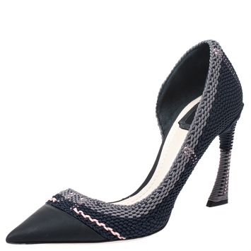 Pre Owned Dior Tri Color Woven Songe Pointed Toe D'orsay Pumps Size 41