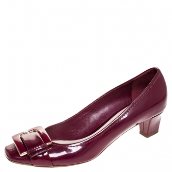 Pre Owned Dior Pink Patent Leather Metal Buckle Detail Pumps Size 40.5