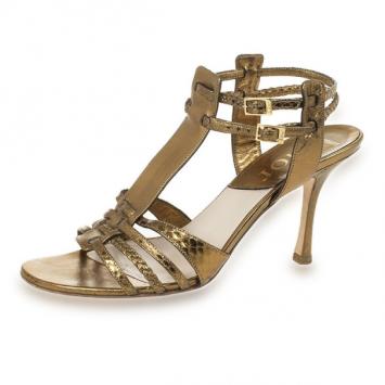 Pre Owned Christian Dior Bronze Diorantik Sandal Size 37.5