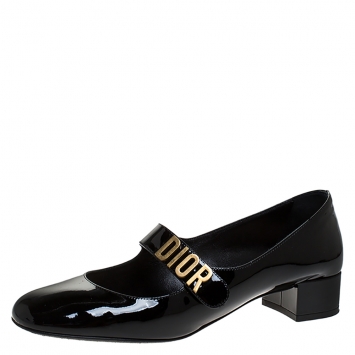 Pre Owned Dior Black Patent Leather Baby-D Mary Jane Pumps Size 39