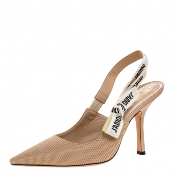 Pre Owned Dior Beige Canvas J'adior Slingback Pumps Size 40