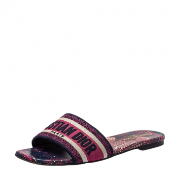 Pre Owned Dior Multicolor Canvas Dway Slide Sandals Size 39.5